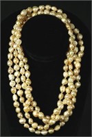 WELL-PROPORTIONED 76" PINK PEARL NECKLACE