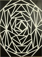 S.E. SPACK BLACK & WHITE ABSTRACT PAINTING