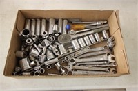 Flat of wrenches & sockets