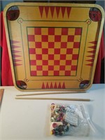 Vintage Carrom & Checker Board Wood Table Top