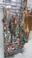 HUGE LOT OF COSTUME NECKLACES AND RACK