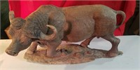 Large Carved Ironwood Water Buffalo (as is)