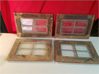 4 Cute small 14"x10" leaded windows (or doors?)