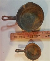 Two Cast iron pans - 1 advertising mini