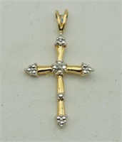 18k Over Sterling Silver Diamond Accented Cross