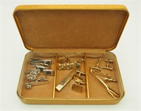 5 Sets Of Cuff Links & Tie Tacks In Jewelry Box
