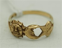 10k Gold Ring Jewelry Sun Moon Star 1.7g Size 6