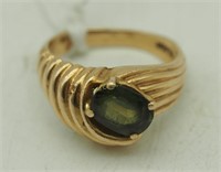 14k Gold Ring Large Green Gemstone 6g Size 6