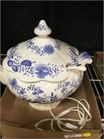 Soup Server (White and Blue) with Spoon
