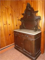 1800's Walnut Marble Top Sideboard with