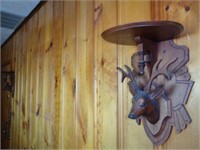 Pair of Walnut Stag Carved Shelves 16" Tall