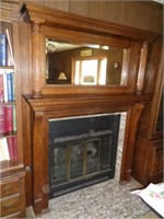 Oak Mantle With Beveled Glass Mirror