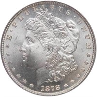 $1 1878 7/8 TAIL FEATHERS, WEAK. PCGS MS66