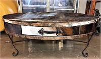Cow Hide Covered Coffee Table