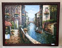 Arljon Signed Oil on Canvas Canal Scene