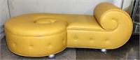 Post Modern Yellow Leather Fainting Couch