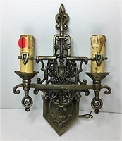 Cast Metal Electric Candle Sconce