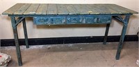 Shabby Work Bench with Metal Drawers
