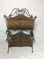 Metal & Woven Wicker Magazine Rack