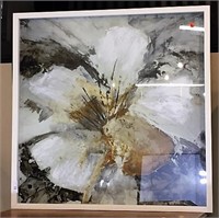 Framed Floral Abstract Print in Recessed