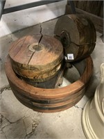 3 TIMBER PULLEYS
