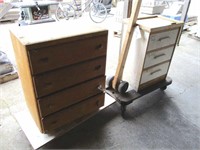 2 Wood Dressers with Furniture Dollies
