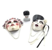 Porcelain Drama Masks w/ Doll Head