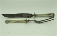 Sterling Silver Handled Carving Fork & Knife