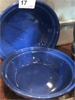 2 Blue Ceramic Bowls Longaberger Pottery