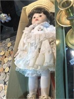 Collectable Brinks Doll in White Dress w/ Box
