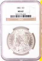 Coin 1882 Morgan Silver Dollar NGC MS62