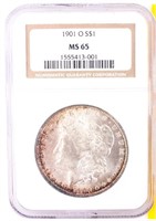 Coin 1901-O Morgan Silver Dollar NGC MS65