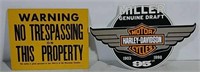 Masonite Warning & Cardboard Harley Davidson Signs