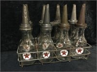 Complete 8 Pack of Texaco Oil Bottles with Lids