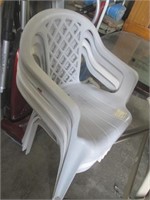 4 White Plastic Patio Chairs