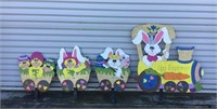 Hand Painted Cut Out Easter Train