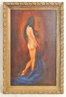 Vintage Joyce Ballantyne oil on canvas pin up nude