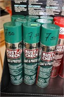 8 cans of new Rust Check coat and protect