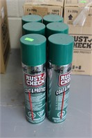6 cans of new Rust Check coat and protect