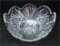 Vintage Crystal Glass Bowl 10.5" Etched