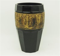 Vtg Haida Black Depression Glass Art Vase 6.75"