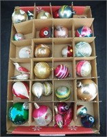 Box Top Of Vintage Christmas Ornaments Glass