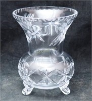 Vintage Crystal Glass Vase Etched Stars 6"