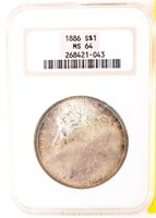 Coin 1886 Morgan Silver Dollar NGC MS64