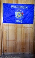 Wisconsin WI 1848 State Flag  w/ Flag Pole