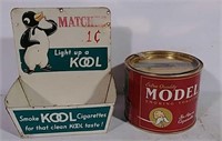 Tobacco Tin & Kool Cigarette Matches Display