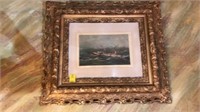 Beautiful Antique Gold Gilded Sea print Framed