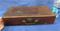 neat old hinged wooden case - 13in wide