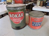 Pair of Coffee Tins, Bokar, Red & White