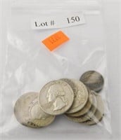 (7) silver quarters and (3) silver dimes